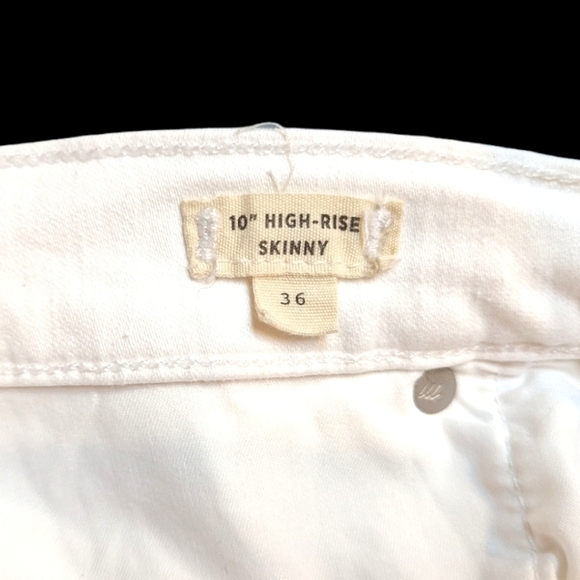 Madewell 10" High-Rise Skinny White Exposed Button Step Raw Edge Jeans (22/36) - Picture 10 of 10